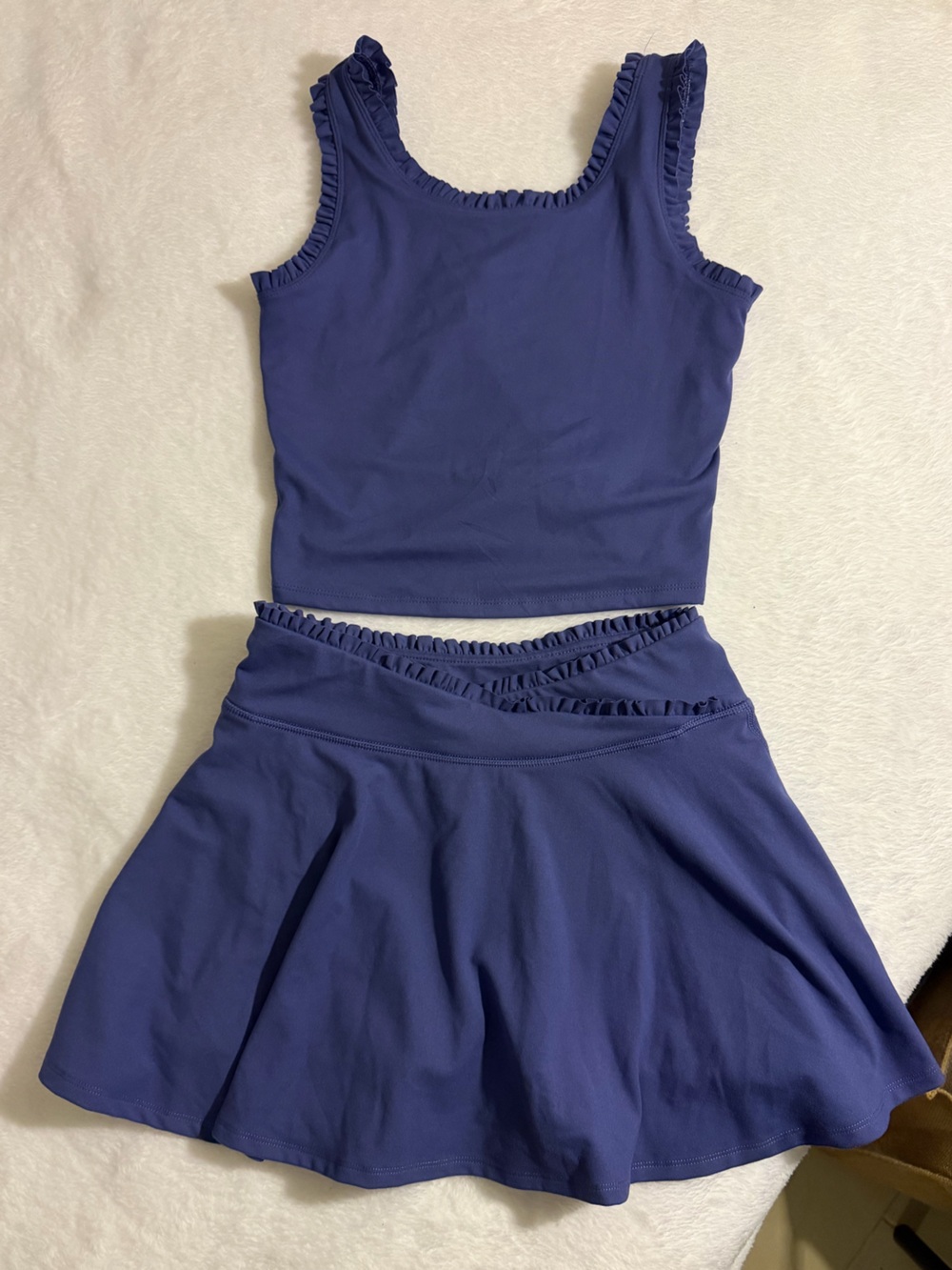 Yogalicious Kids Navy Ruffle skort and tank matching set. $52 retail
